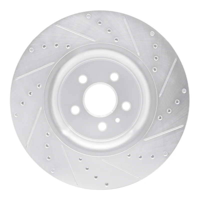 R1 15-21 Ford Edge Front Left Drilled & Slotted Silver Brake Rotor - Image 4
