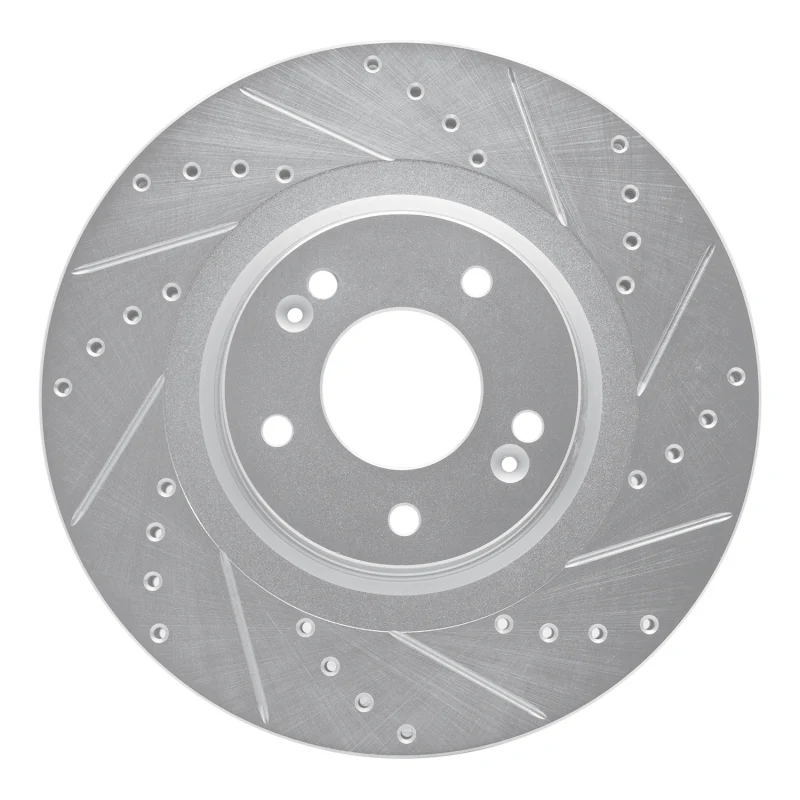 R1 15-21 Kia SEDONA Front Right Drilled & Slotted Silver Brake Rotor