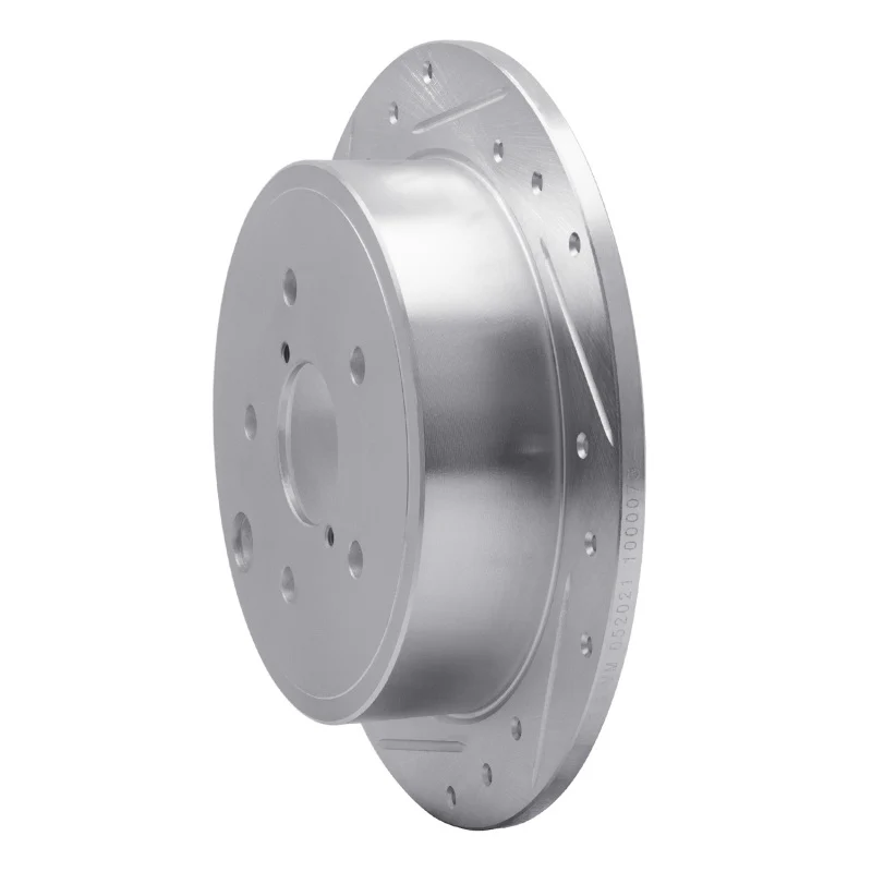 R1 15-21 Subaru WRX Rear Left Drilled & Slotted Silver Brake Rotor - Image 3