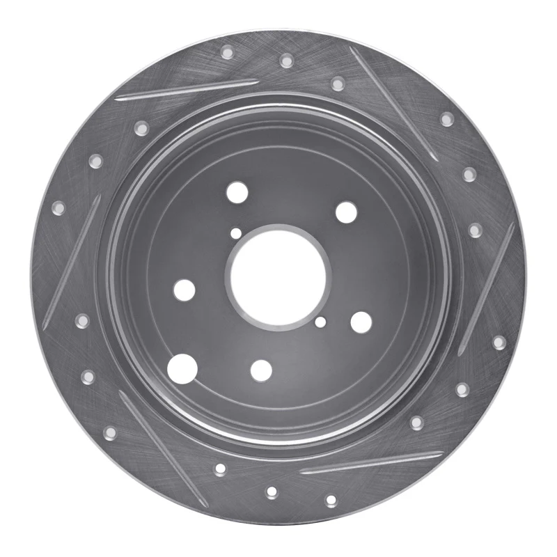 R1 15-21 Subaru WRX Rear Left Drilled & Slotted Silver Brake Rotor - Image 4
