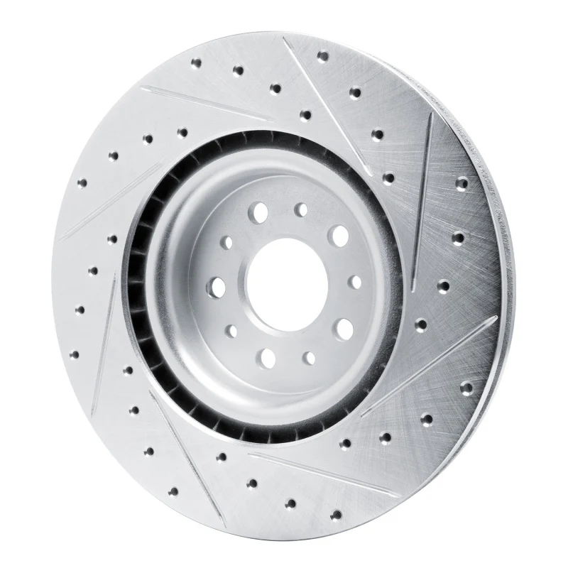 R1 15-22 Ram Promaster City Front Left Drilled & Slotted Silver Brake Rotor - Image 2