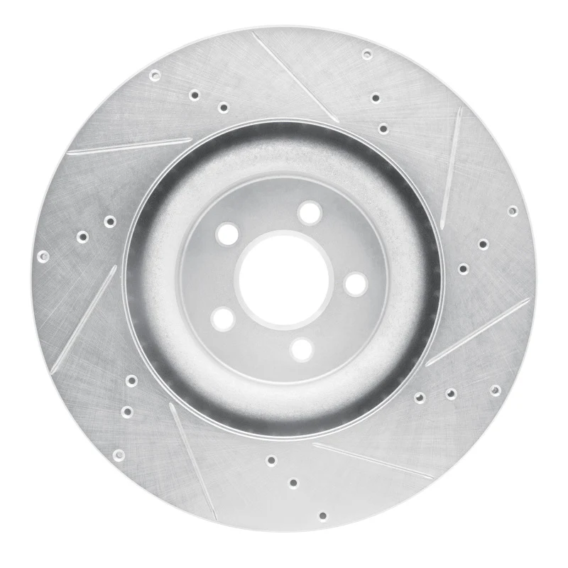 R1 15-23 Ford Mustang Front Left Drilled & Slotted Silver Brake Rotor - Image 3