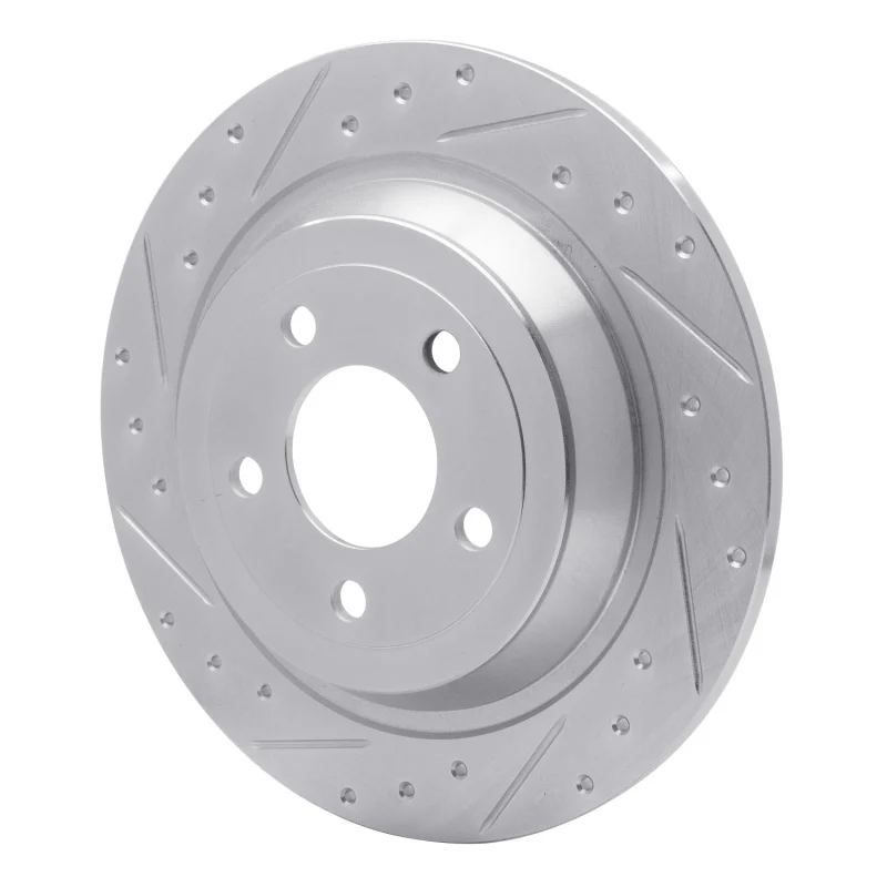 R1 15-23 Ford Mustang Rear Left Drilled & Slotted Silver Brake Rotor - Image 4