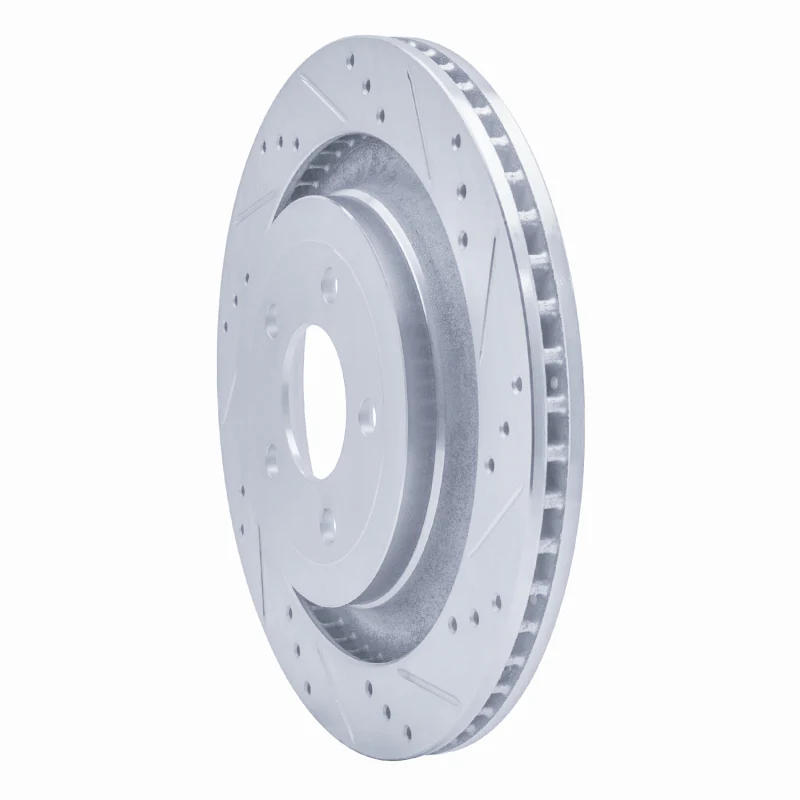R1 15-23 Ford Mustang Rear Right Drilled & Slotted Silver Brake Rotor - Image 2