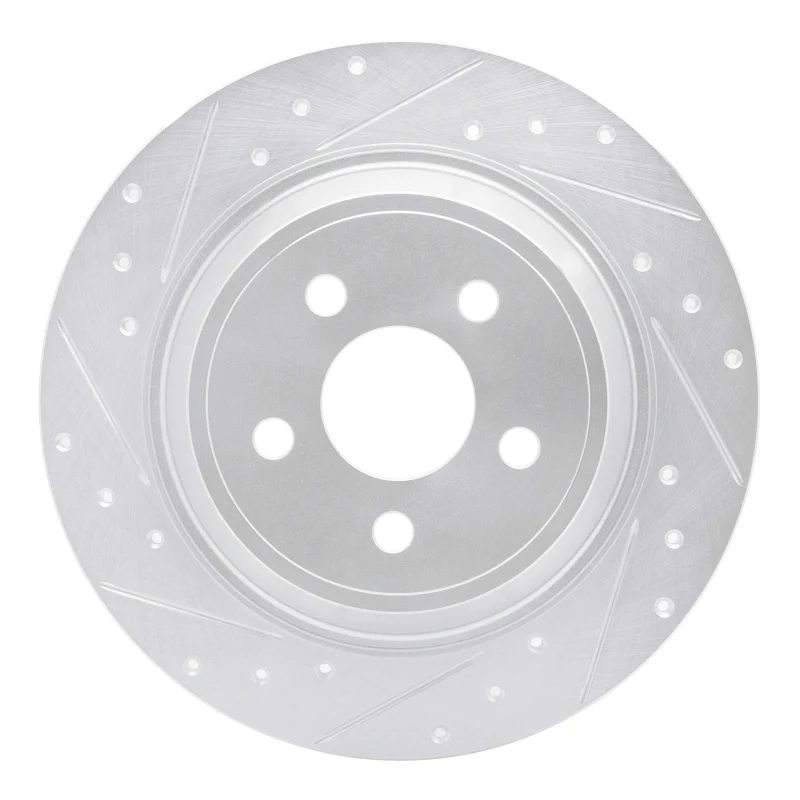 R1 15-24 Ford Edge Rear Left Drilled & Slotted Silver Brake Rotor