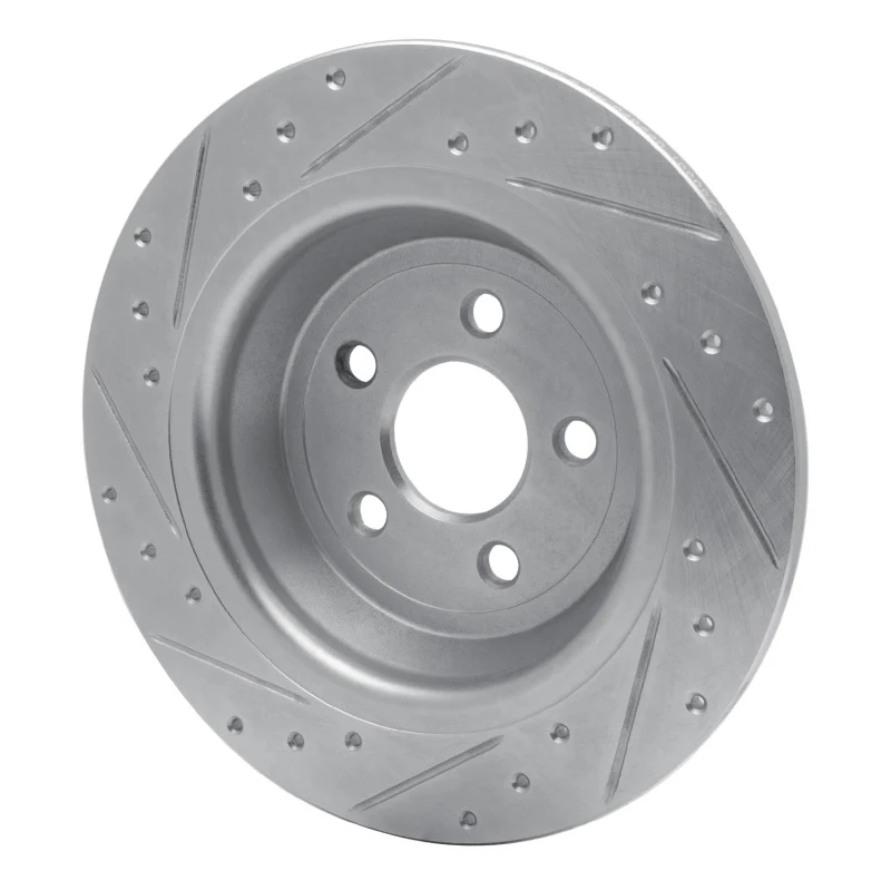 R1 15-24 Ford Fusion Rear Right Drilled & Slotted Silver Brake Rotor - Image 3