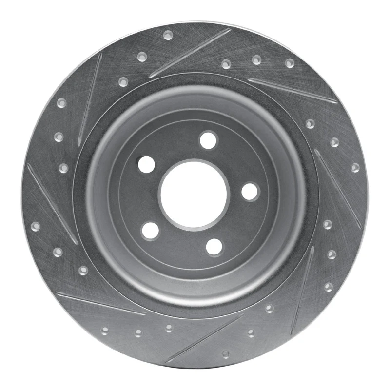 R1 15-24 Ford Fusion Rear Right Drilled & Slotted Silver Brake Rotor - Image 4