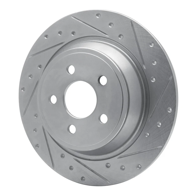 R1 15-24 Ford Fusion Rear Right Drilled & Slotted Silver Brake Rotor - Image 5