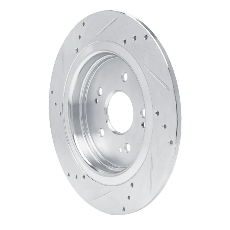 R1 15-25 Acura ADX Rear Right Drilled & Slotted Silver Brake Rotor - Image 4