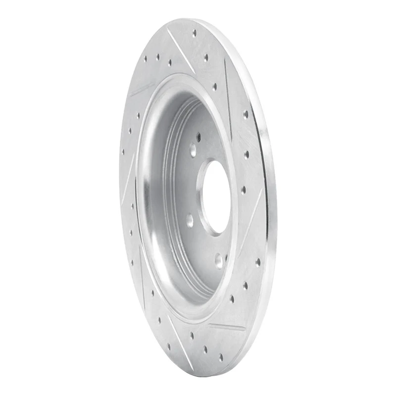 R1 15-25 Acura TLX Rear Left Drilled & Slotted Silver Brake Rotor - Image 2