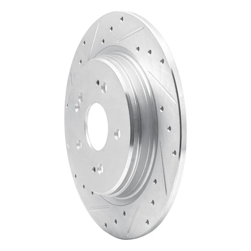 R1 15-25 Acura TLX Rear Left Drilled & Slotted Silver Brake Rotor - Image 4