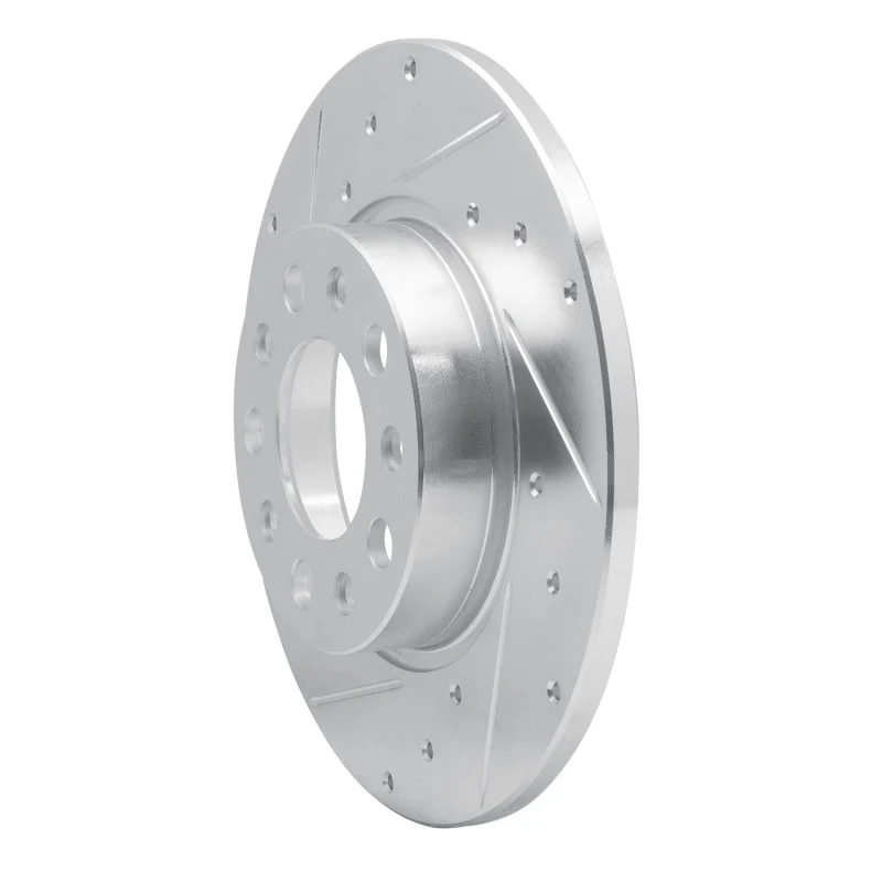 R1 15-25 Alfa Romeo Tonale Rear Left Drilled & Slotted Silver Brake Rotor - Image 3
