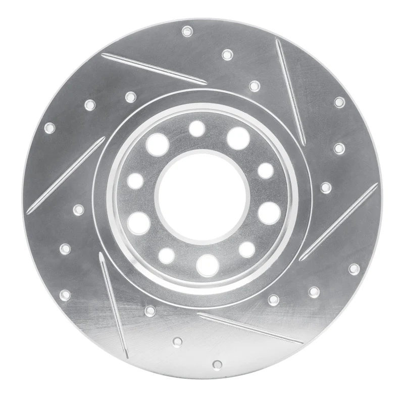 R1 15-25 Alfa Romeo Tonale Rear Left Drilled & Slotted Silver Brake Rotor - Image 5