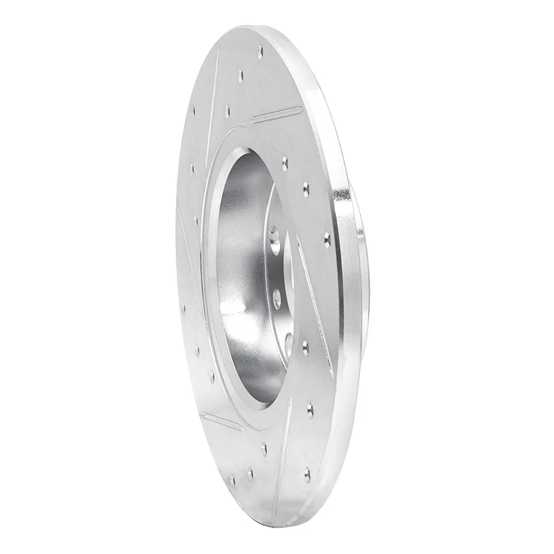 R1 15-25 Alfa Romeo Tonale Rear Right Drilled & Slotted Silver Brake Rotor - Image 4