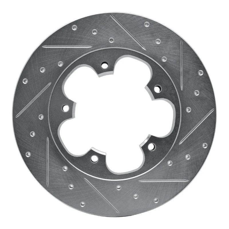 R1 15-25 Ford Transit-250 Rear Left Drilled & Slotted Silver Brake Rotor - Image 2