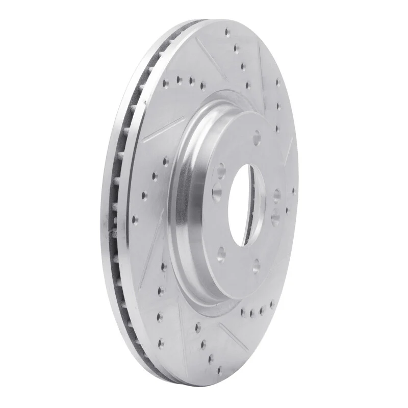 R1 15-25 Hyundai Kona EV Front Right Drilled & Slotted Silver Brake Rotor - Image 2