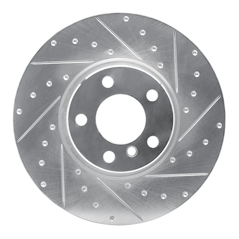 R1 16-18 BMW X4 Left Front Drilled & Slotted Silver Brake Rotor
