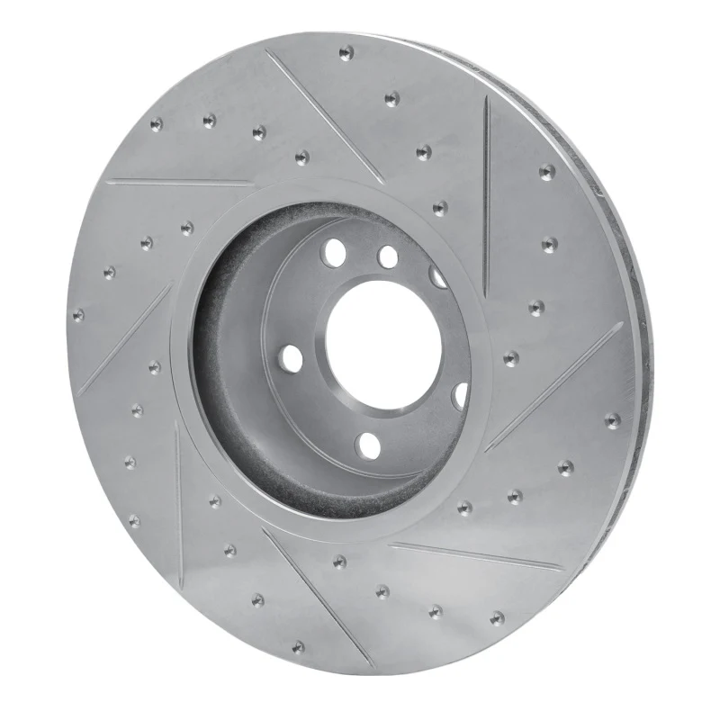 R1 16-18 BMW X4 Right Front Drilled & Slotted Silver Brake Rotor - Image 2
