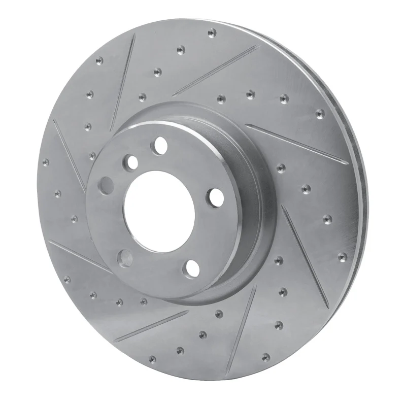 R1 16-18 BMW X4 Right Front Drilled & Slotted Silver Brake Rotor - Image 5