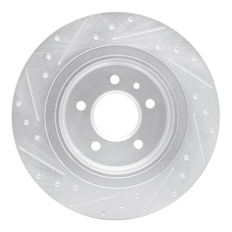 R1 16-18 Buick Envision Rear Right Drilled & Slotted Silver Brake Rotor - Image 2