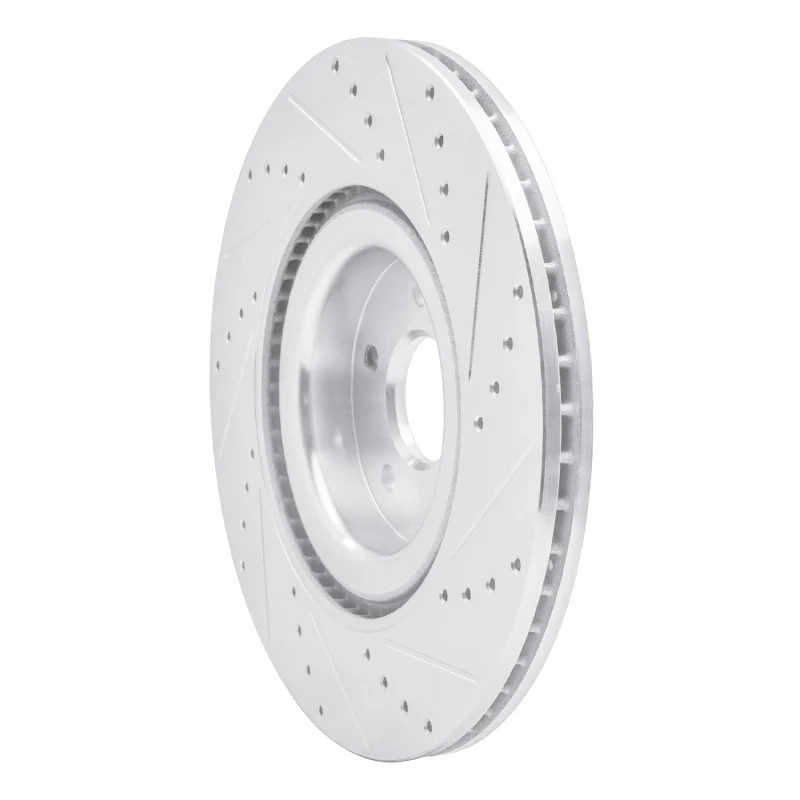 R1 16-18 Ford Focus Front Left Drilled & Slotted Silver Brake Rotor - Image 2