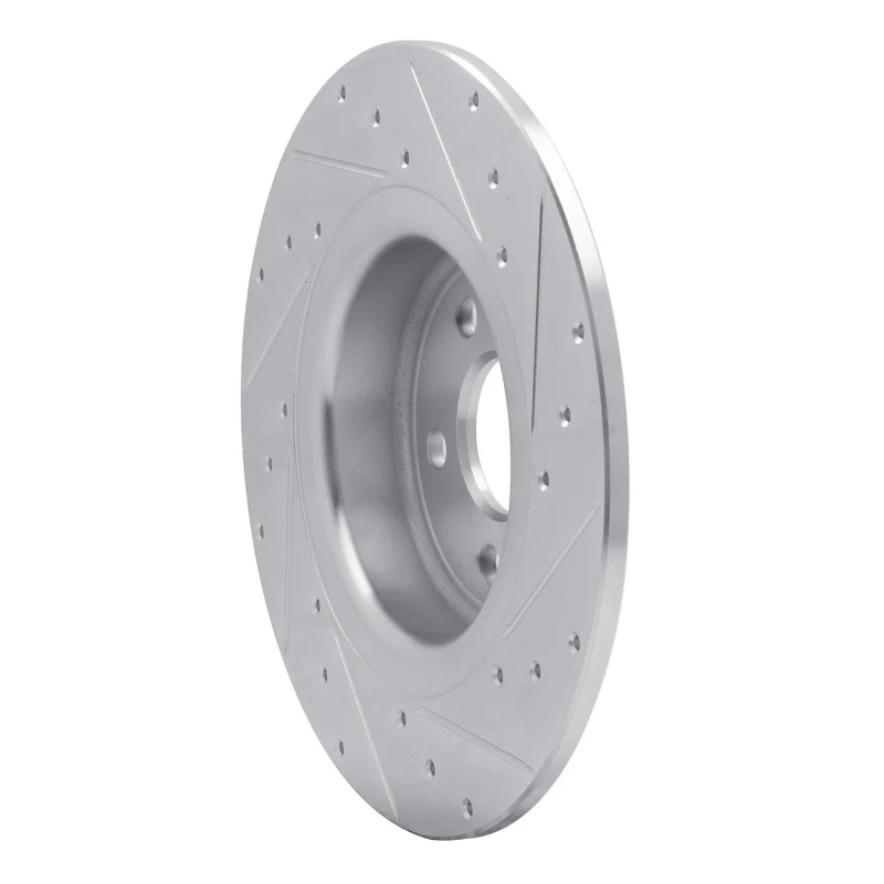 R1 16-19 Land Rover Range Rover Evoque Rear Left Drilled & Slotted Silver Brake Rotor - Image 2