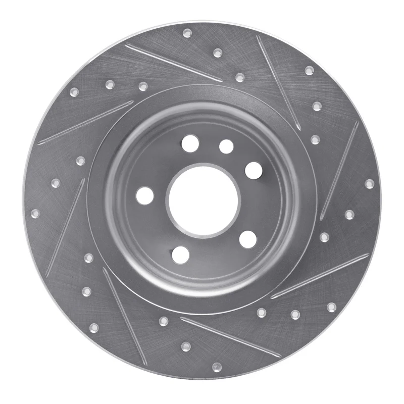 R1 16-19 Land Rover Range Rover Evoque Rear Left Drilled & Slotted Silver Brake Rotor - Image 3