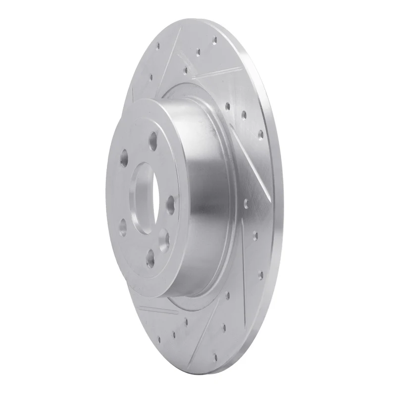 R1 16-19 Land Rover Range Rover Evoque Rear Left Drilled & Slotted Silver Brake Rotor - Image 5