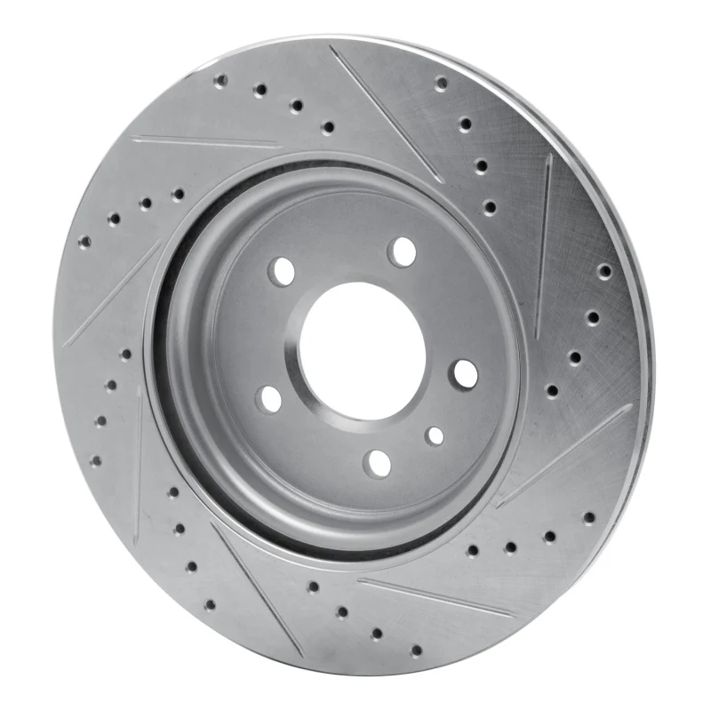 R1 16-20 Buick Regal Sportback Rear Left Drilled & Slotted Silver Brake Rotor - Image 4