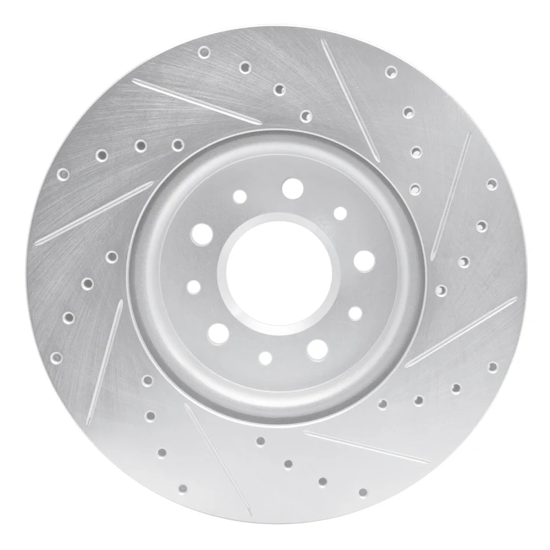 R1 16-21 Buick Regal Sportback Front Left Drilled & Slotted Silver Brake Rotor - Image 3