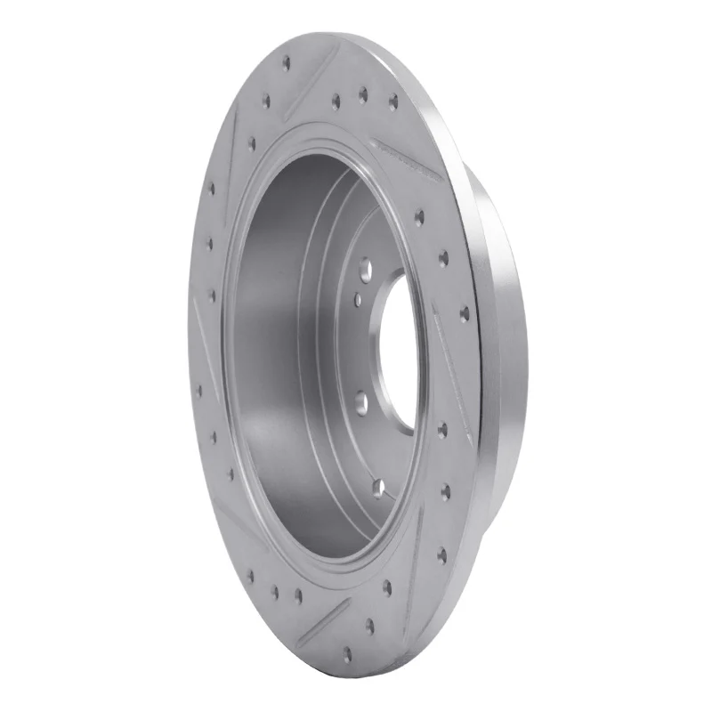 R1 16-22 Hyundai TUCSON Rear Right Drilled & Slotted Silver Brake Rotor - Image 2