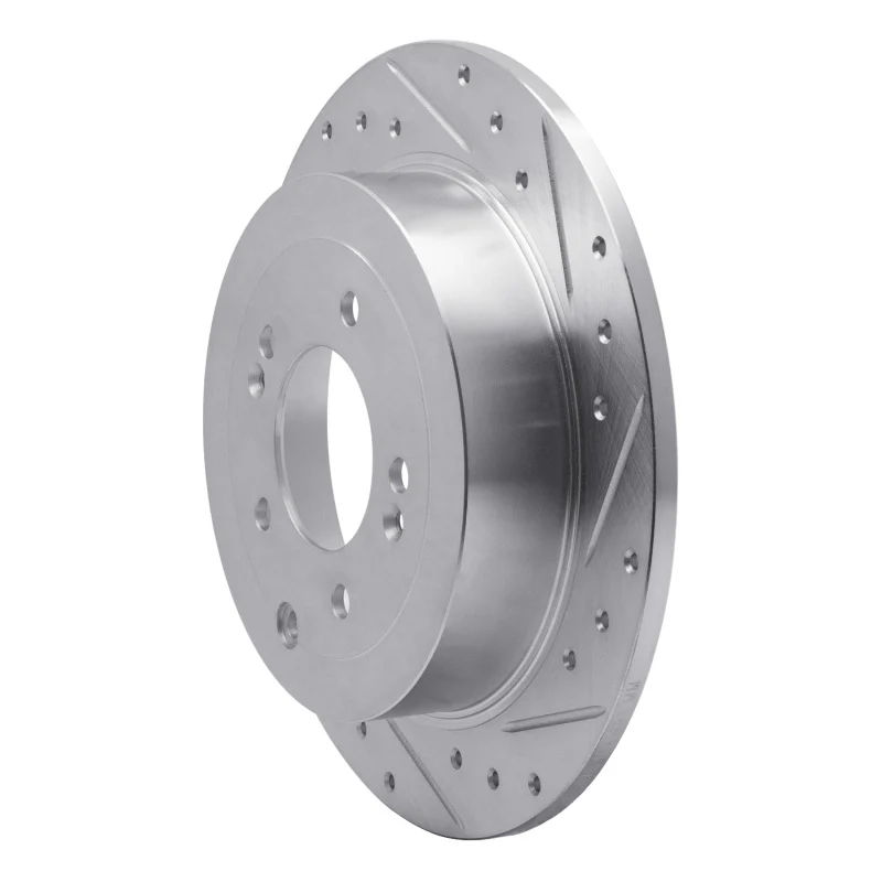 R1 16-22 Hyundai TUCSON Rear Right Drilled & Slotted Silver Brake Rotor - Image 3