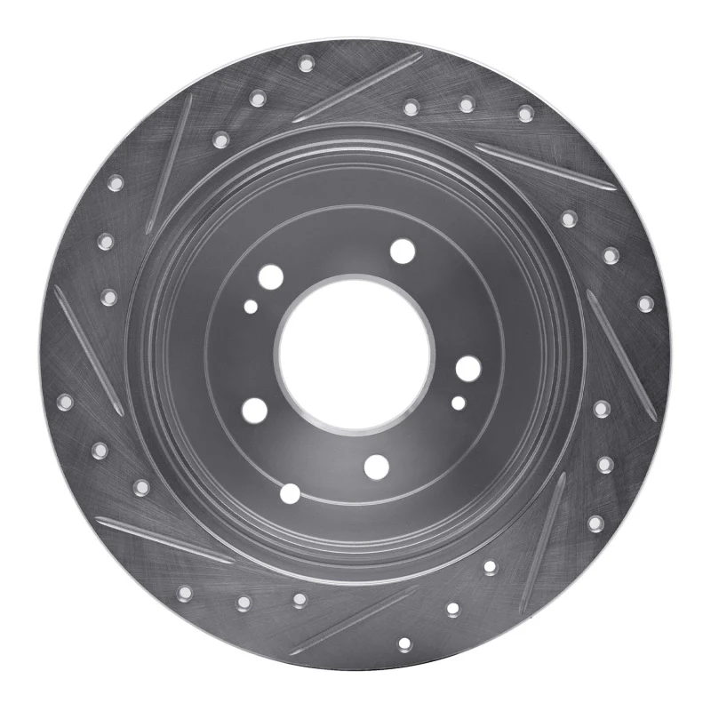 R1 16-22 Hyundai TUCSON Rear Right Drilled & Slotted Silver Brake Rotor - Image 5