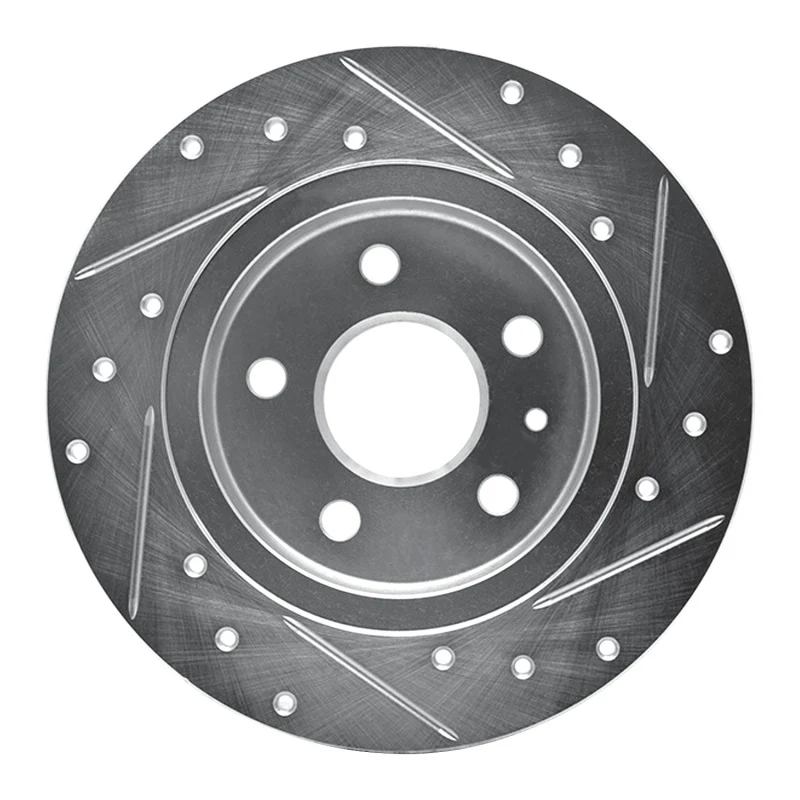 R1 16-23 Chevrolet BOLT EV Rear Left Drilled & Slotted Silver Brake Rotor - Image 2