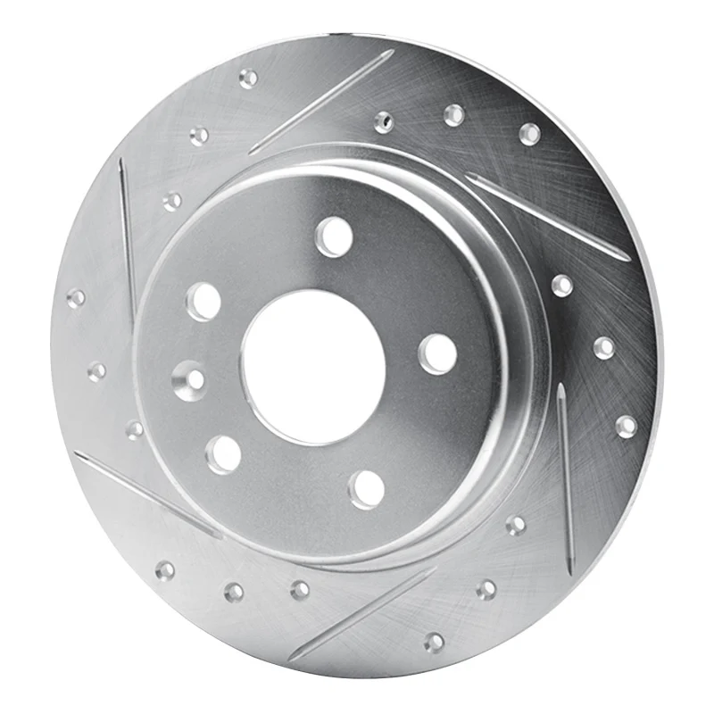 R1 16-23 Chevrolet BOLT EV Rear Left Drilled & Slotted Silver Brake Rotor - Image 3