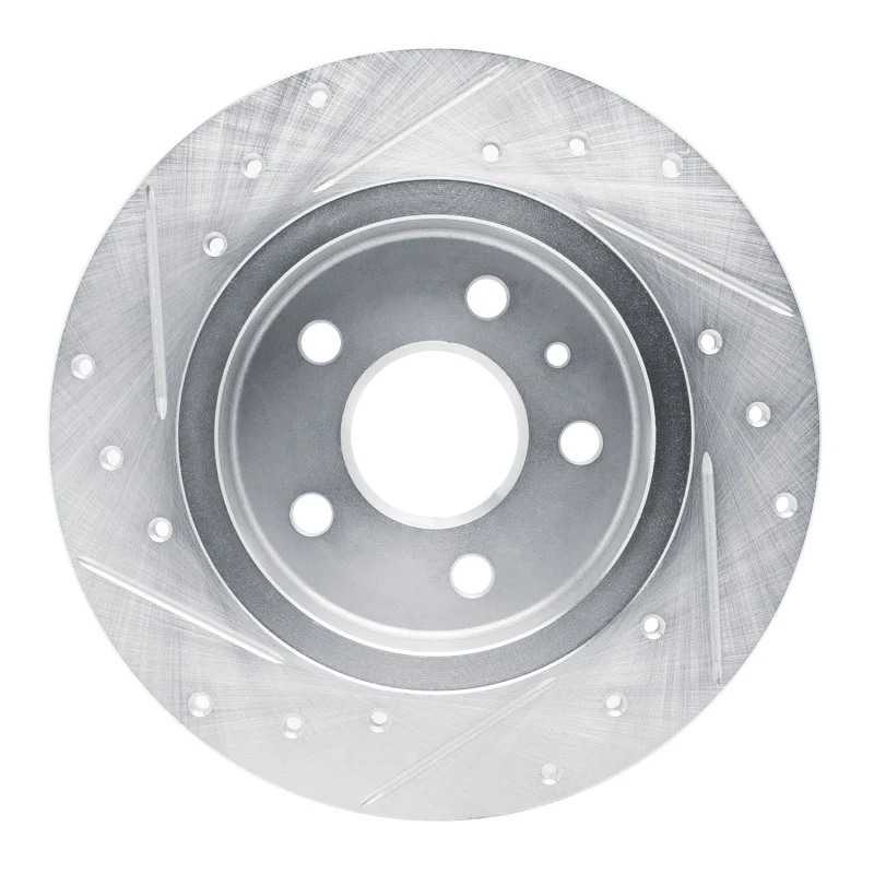 R1 16-23 Chevrolet BOLT EV Rear Right Drilled & Slotted Silver Brake Rotor - Image 4