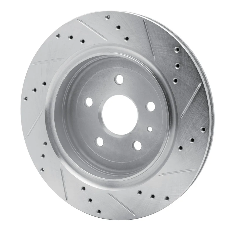 R1 16-24 Cadillac ATS Rear Left Drilled & Slotted Silver Brake Rotor - Image 2