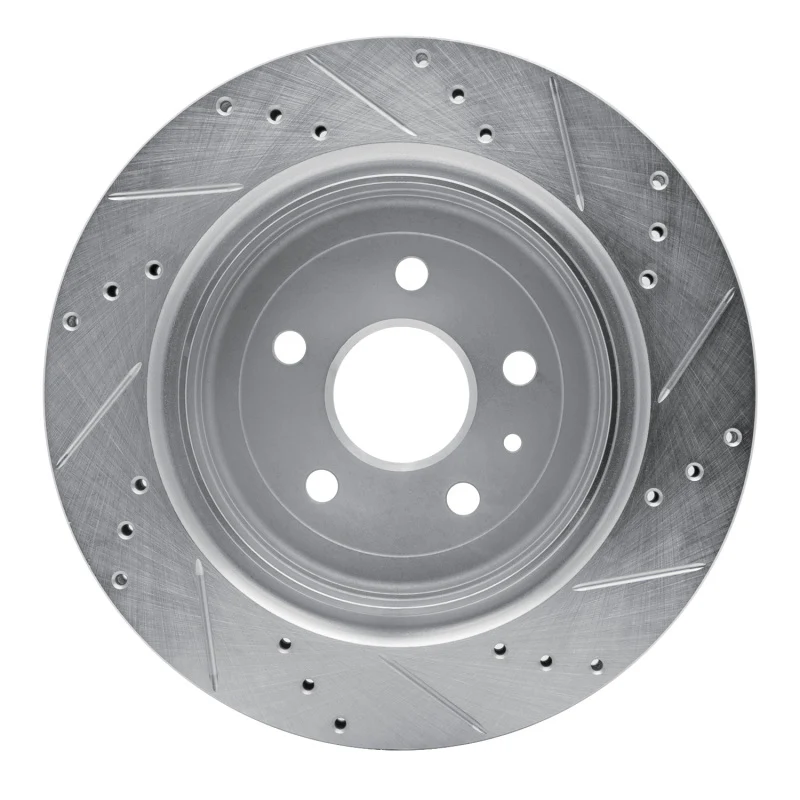 R1 16-24 Cadillac ATS Rear Left Drilled & Slotted Silver Brake Rotor - Image 4