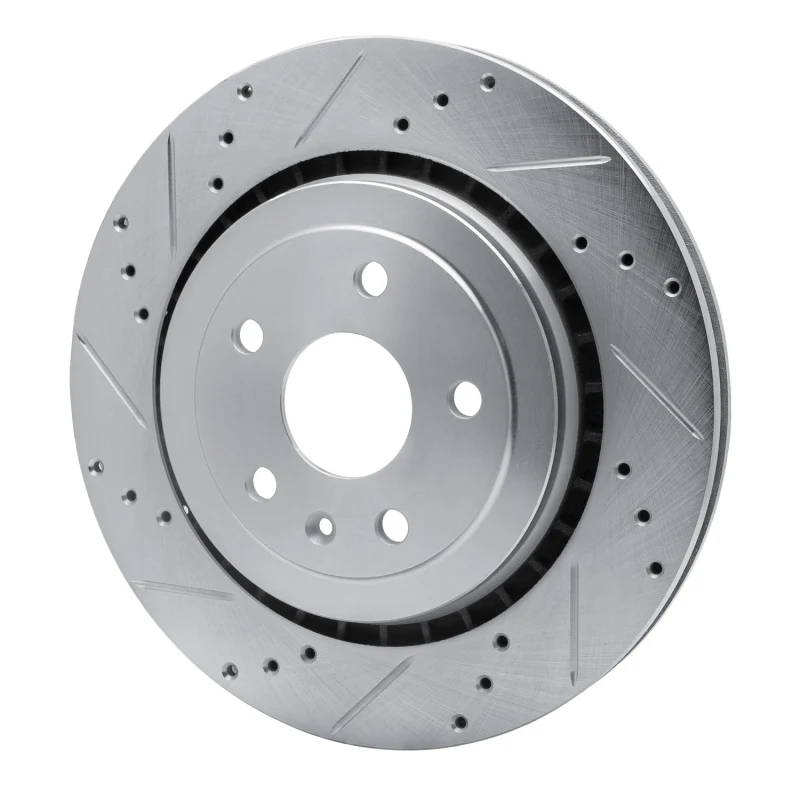 R1 16-24 Cadillac ATS Rear Left Drilled & Slotted Silver Brake Rotor - Image 5
