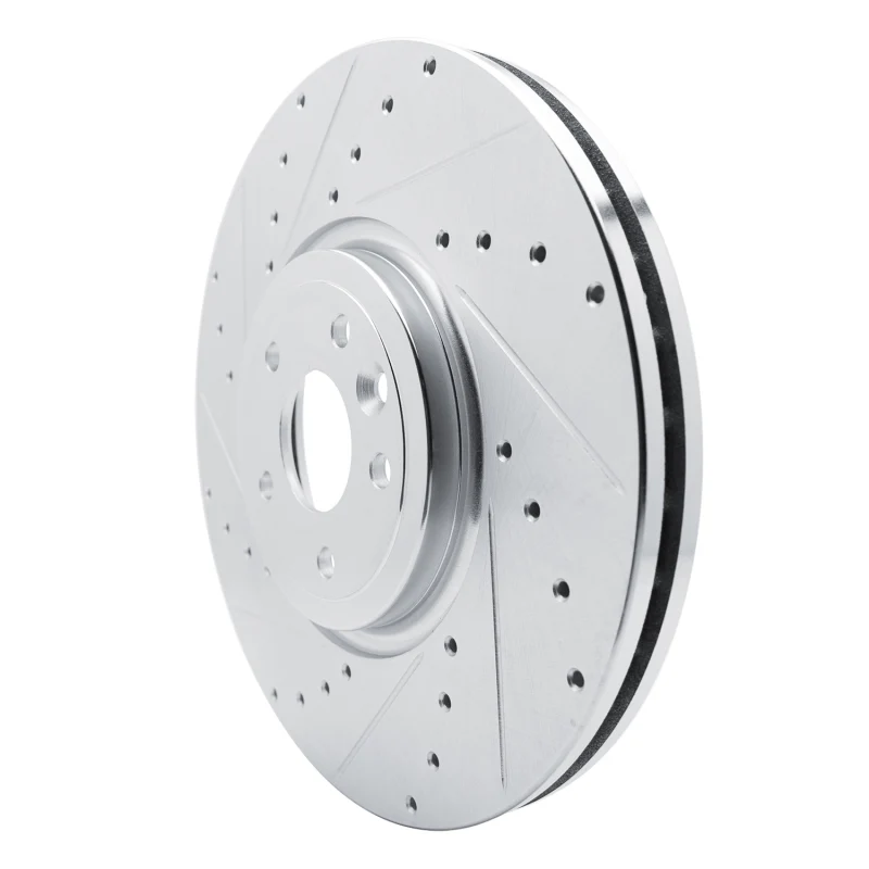 R1 16-24 Jaguar XF Front Left Drilled & Slotted Silver Brake Rotor - Image 3