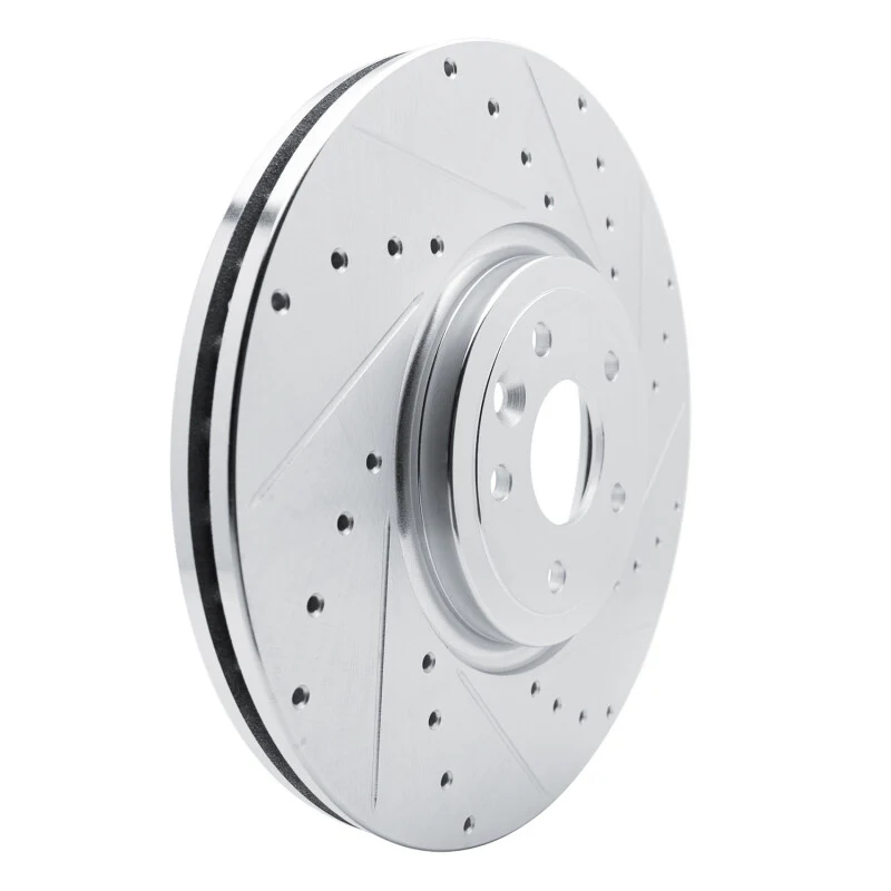 R1 16-24 Jaguar XF Front Right Drilled & Slotted Silver Brake Rotor - Image 3