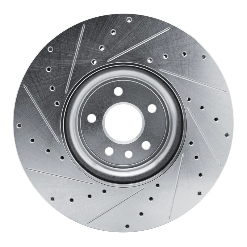 R1 16-24 Jaguar XF Front Right Drilled & Slotted Silver Brake Rotor - Image 5