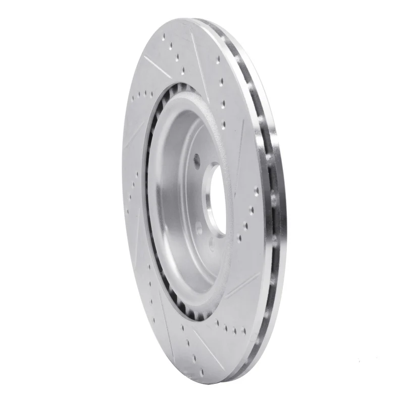 R1 16-24 Jaguar XF Rear Left Drilled & Slotted Silver Brake Rotor - Image 2