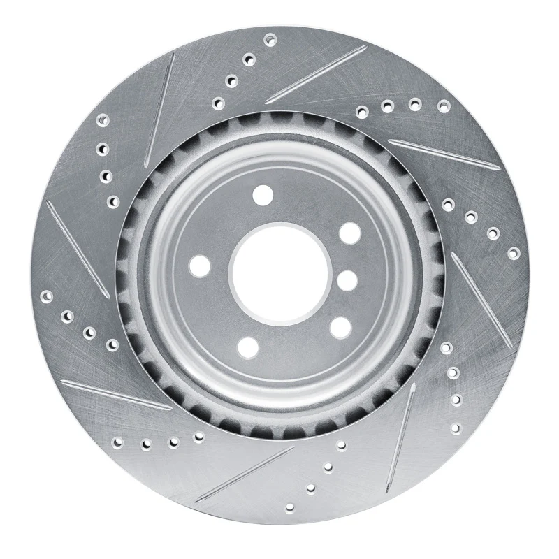 R1 16-24 Jaguar XF Rear Right Drilled & Slotted Silver Brake Rotor - Image 5
