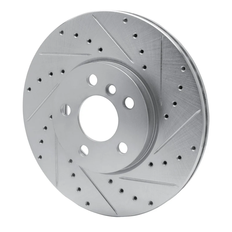 R1 16-24 Mini Cooper Clubman Front Right Drilled & Slotted Silver Brake Rotor - Image 2