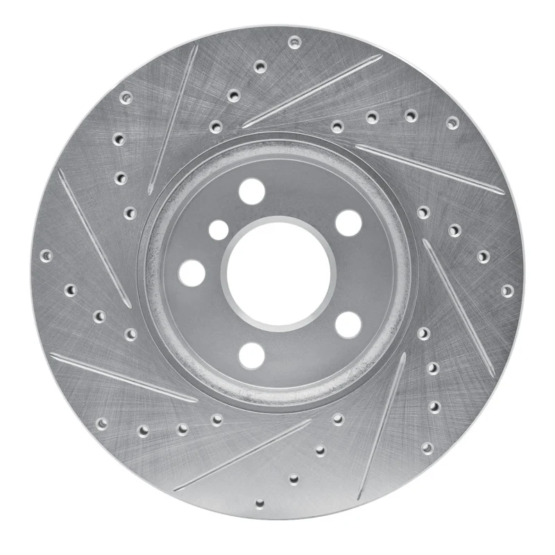 R1 16-24 Mini Cooper Clubman Front Right Drilled & Slotted Silver Brake Rotor - Image 3