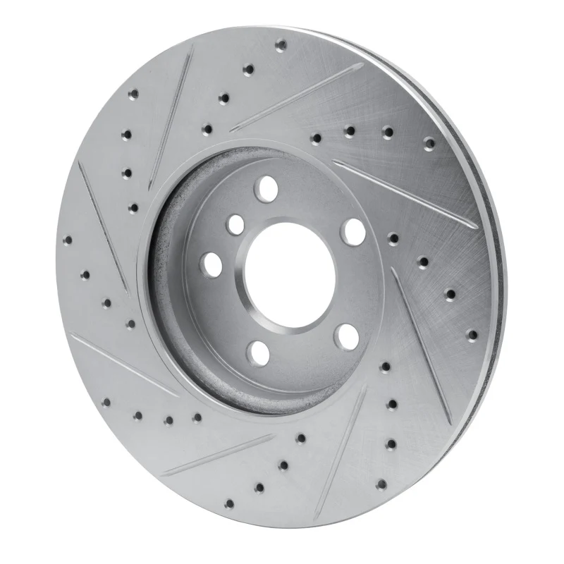 R1 16-24 Mini Cooper Clubman Front Right Drilled & Slotted Silver Brake Rotor - Image 5
