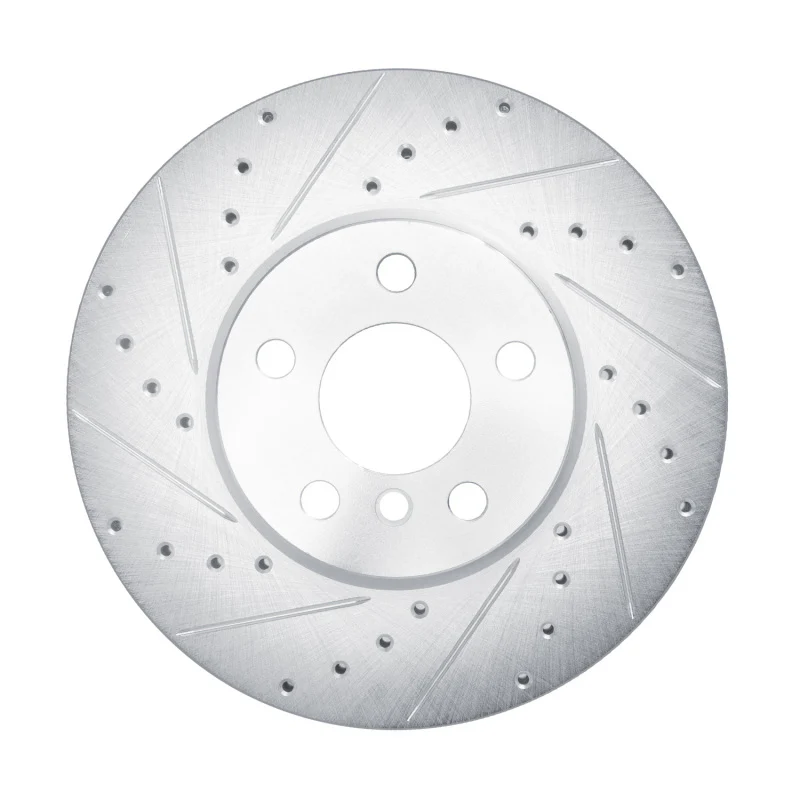 R1 16-24 Mini Cooper (Excl Clubman) Front Left Drilled & Slotted Silver Brake Rotor