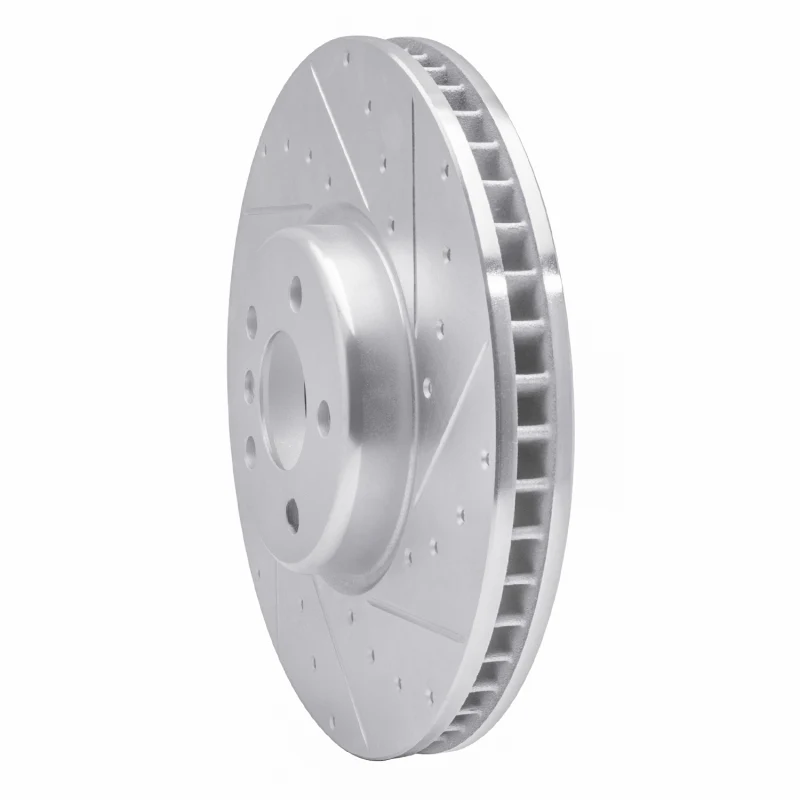 R1 16-25 BMW i4 Right Front Drilled & Slotted Silver Brake Rotor - Image 3
