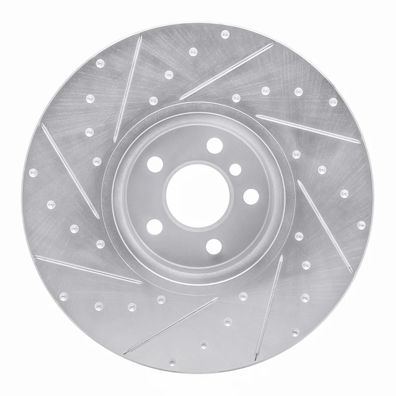 R1 16-25 BMW i4 Right Front Drilled & Slotted Silver Brake Rotor - Image 4
